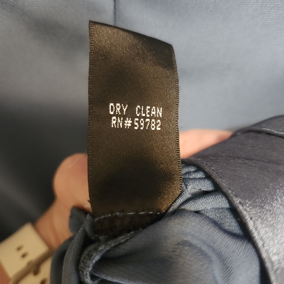 Adrianna Papelle cocktail special occasion dress scalloped skirt blue satin 12 - Picture 4 of 9